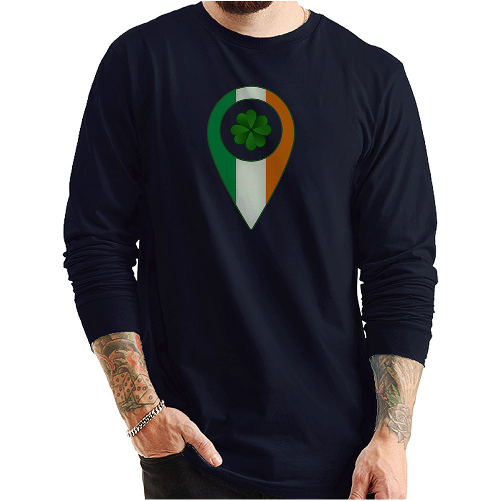 Irish Drop Pin Ring Spun Cotton Premium Long Sleeve Graphic Shirt