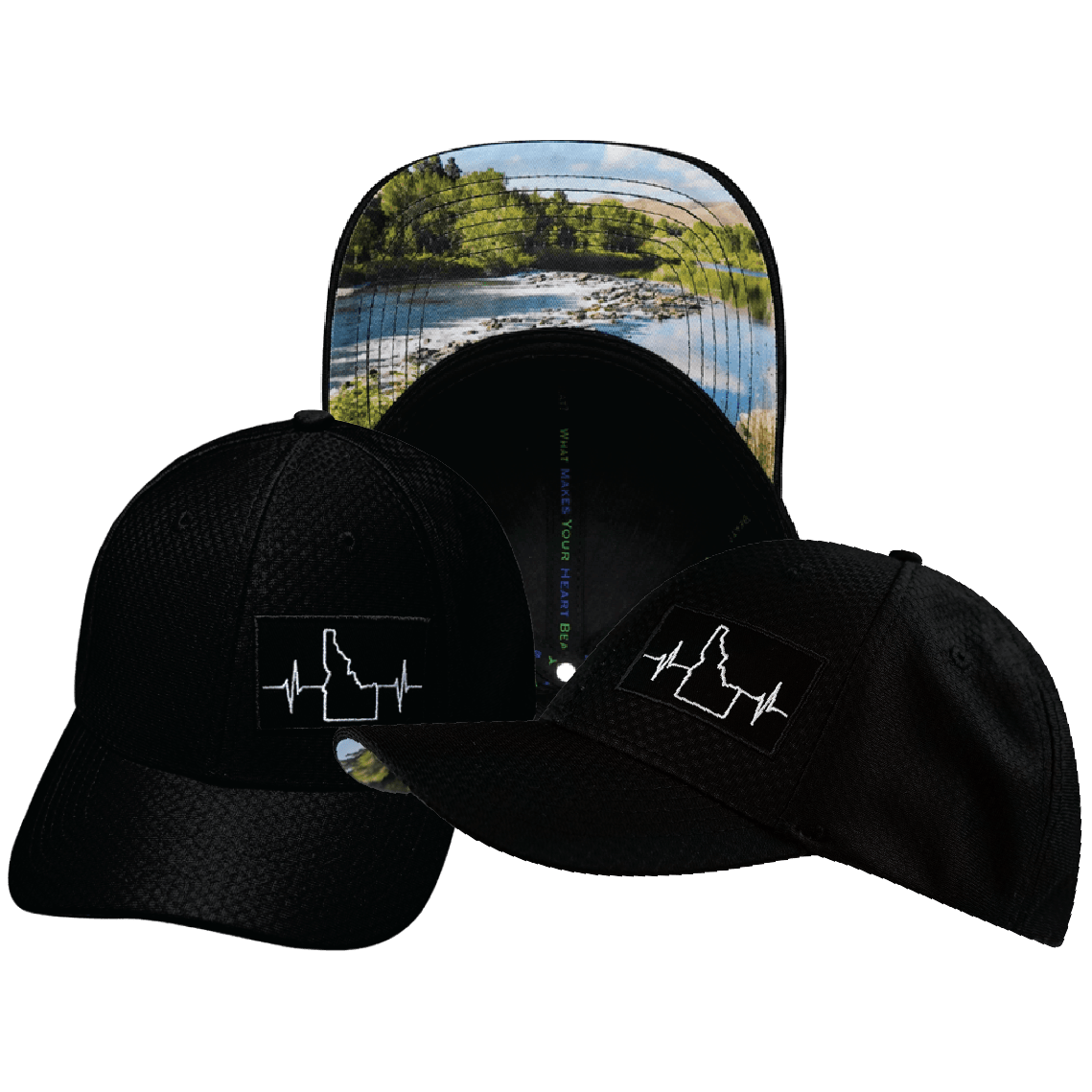 Idaho Hat - Airmesh - Athletic Fit - Black - Fabric Back