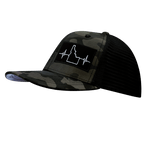 Idaho Hat - Baseball Hat Fit - Tan Camo / Black - Trucker Mesh