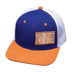 Idaho Hat - Baseball Hat Fit - Orange / Royal Blue / White - Trucker Mesh