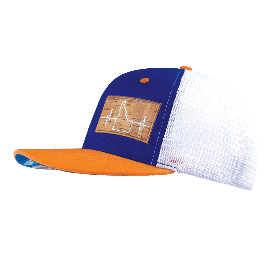 Idaho Hat - Baseball Hat Fit - Orange / Royal Blue / White - Trucker Mesh