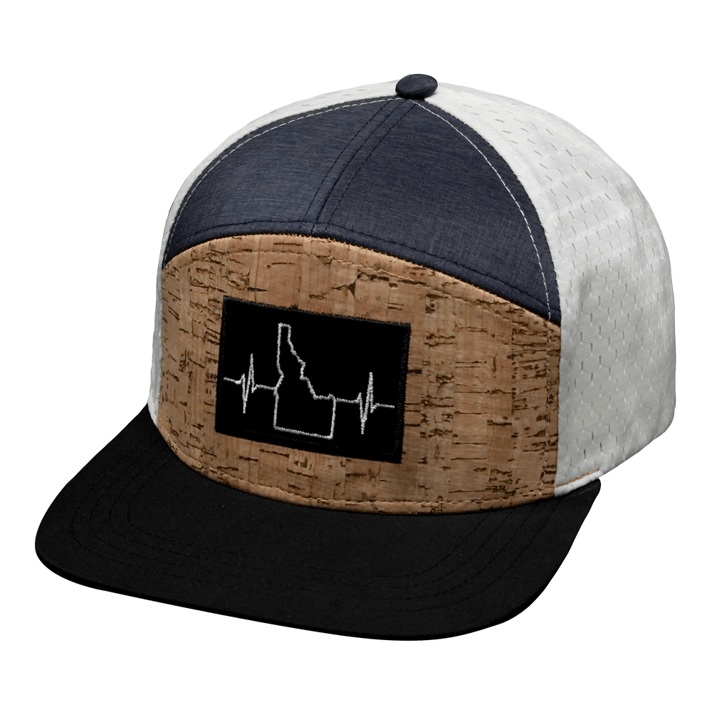 Idaho Hat - Flat Bill - Cork - Black / Navy / White - Laser Mesh