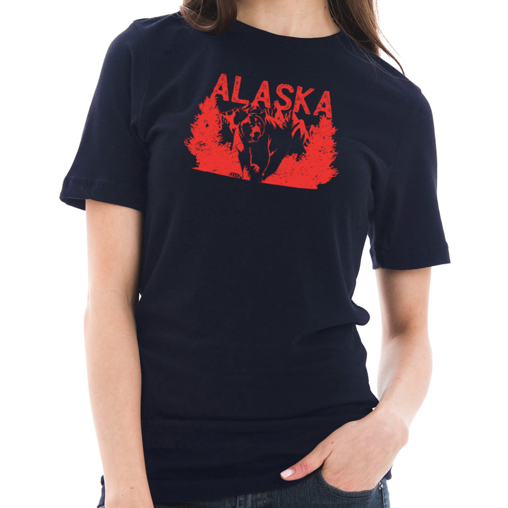 Vintage Alaska Bear Graphic Design Short Sleeve Cotton Jersey T-Shirt