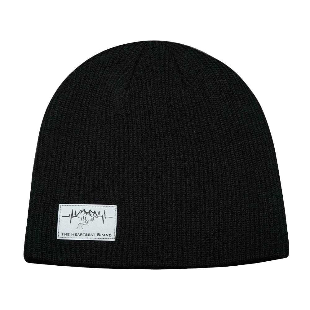 Mountains Beanie - No Cuff - Black