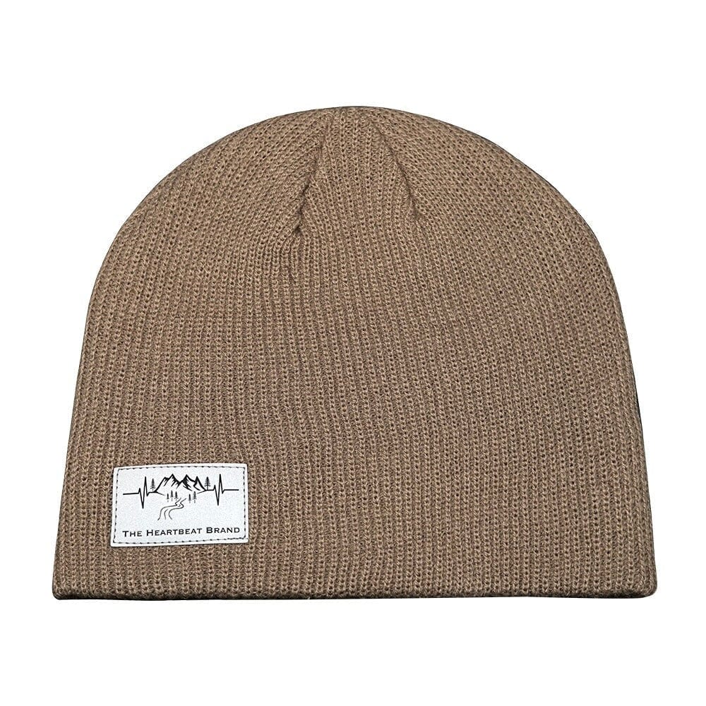 Mountains Beanie - No Cuff - Tan