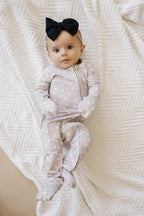 Oopsie Daisy Bamboo Zippy Romper - Bamboo Baby Pajamas - Purple Floral Flower Print Girl Newborn Baby