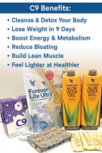 9 day nutritional system combining premium aloe vera with scientifically  formulated supplements to support your body's natural detoxification pathways
