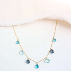 Blue Gemstone Gold Sparkler Necklace