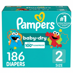 Pampers Baby-Dry Diapers Size 2, 186 Count