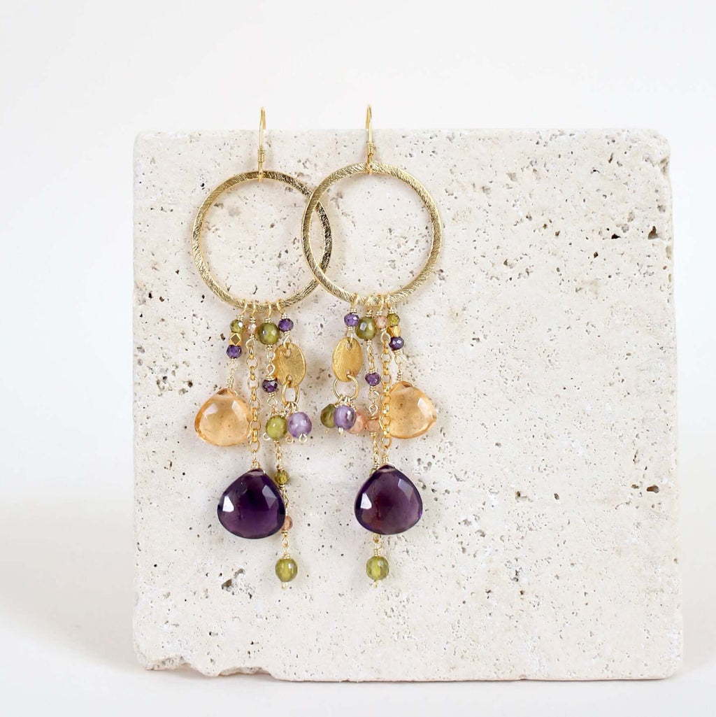 Rose Pink Gemstones Ammil Earrings