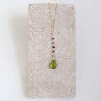 Peridot Green Quartz Yoga Pendant Necklace - Gold