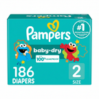 Pampers Baby-Dry Diapers Size 2, 186 Count