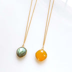 Yellow Chalcedony Pendant Necklace