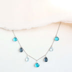 Blue Gemstone Silver Sparkler Necklace