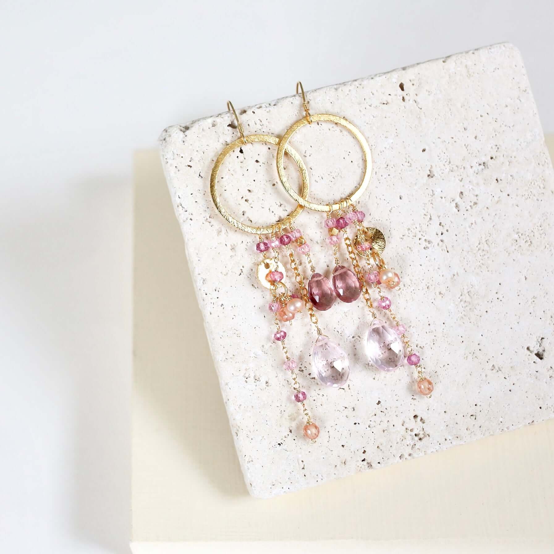 Rose Pink Gemstones Ammil Earrings