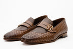 The Vatra Tan Woven Double Monk Strap Men Shoe