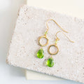 Pink Garnet Gold Drop Earrings