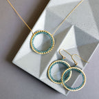 London Blue Quartz Halo Jewelry Set