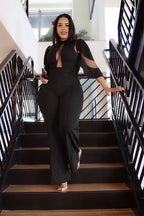 La Mesh Inserted Fashion Jumpsuit