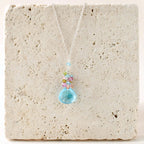 Aquamarine Quartz Silver Raindrop Cluster Necklace