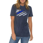 Grungy Police Flag Graphic Design Vintage Crewneck Tee