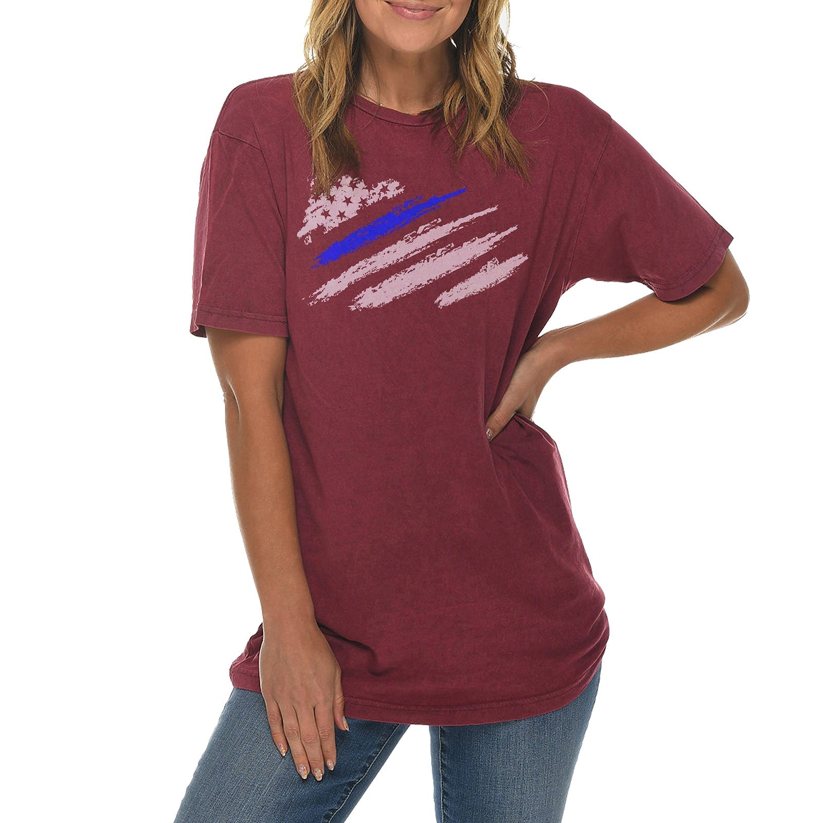 Grungy Police Flag Graphic Design Vintage Crewneck Tee