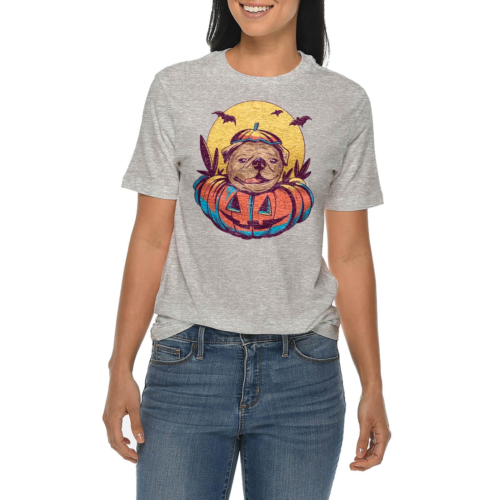 Pumpkin Dog Graphic Design Deluxe Jersey T-Shirt
