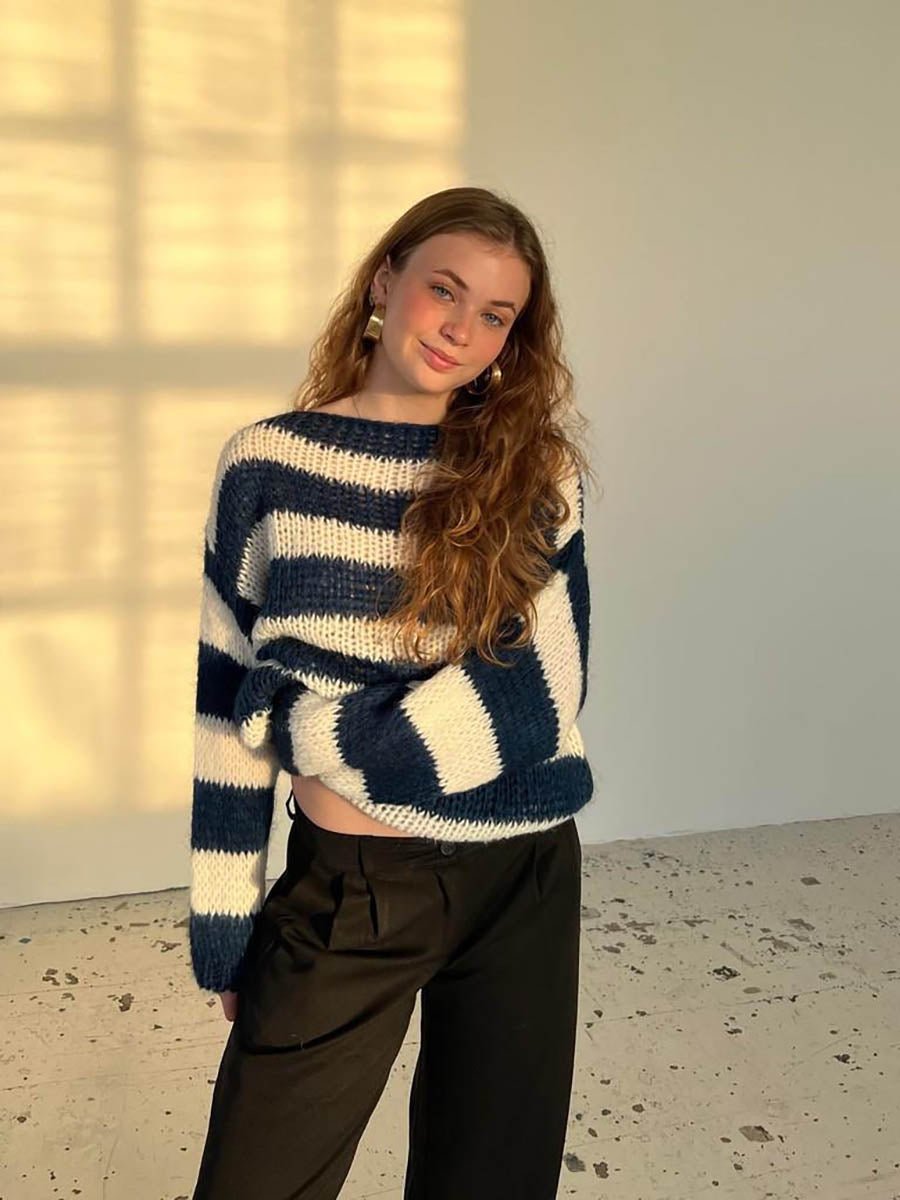 Jaida Loose Striped Pullover Sweater for Cozy Fashion
