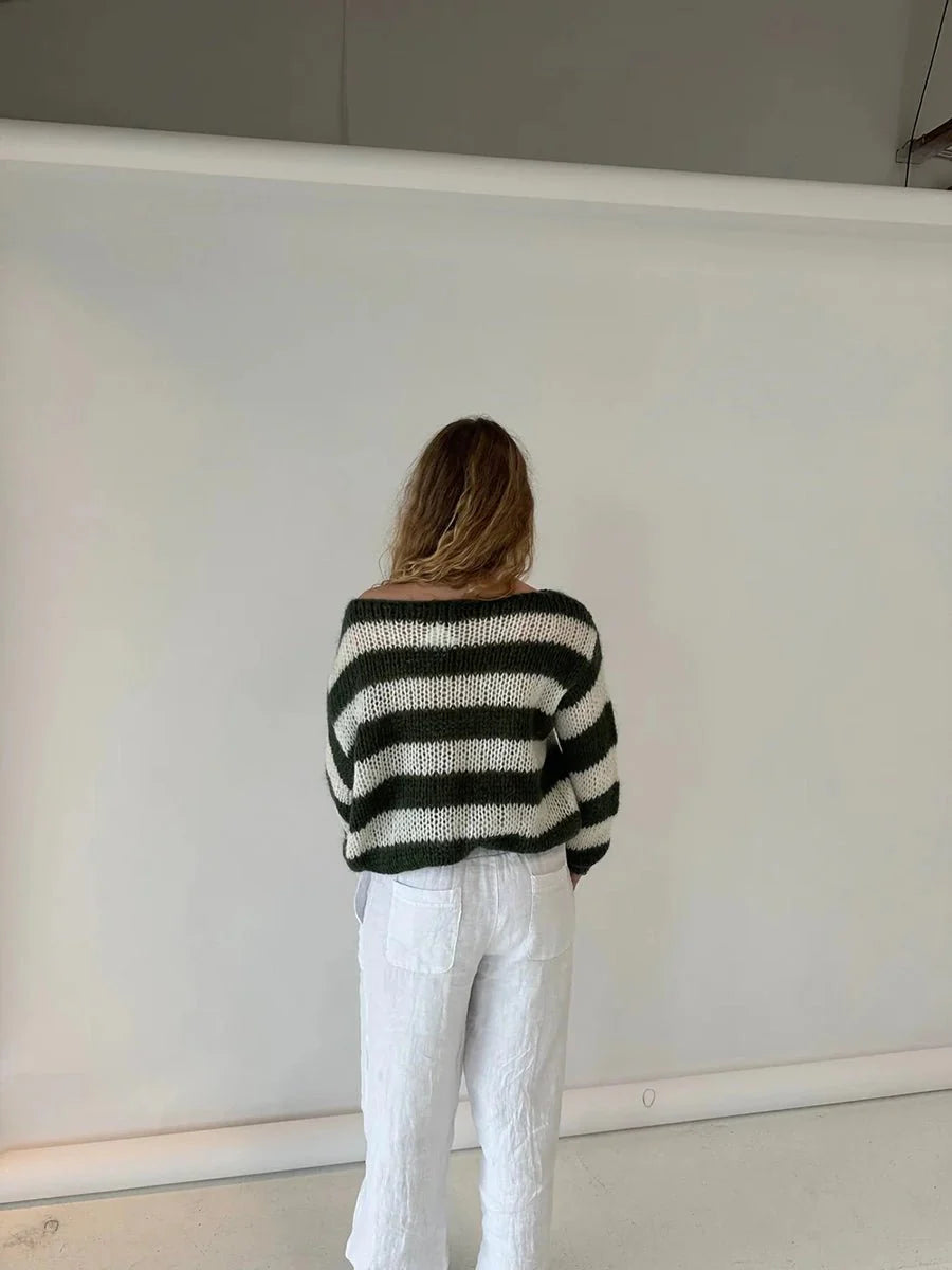 Jaida Loose Striped Pullover Sweater for Cozy Fashion