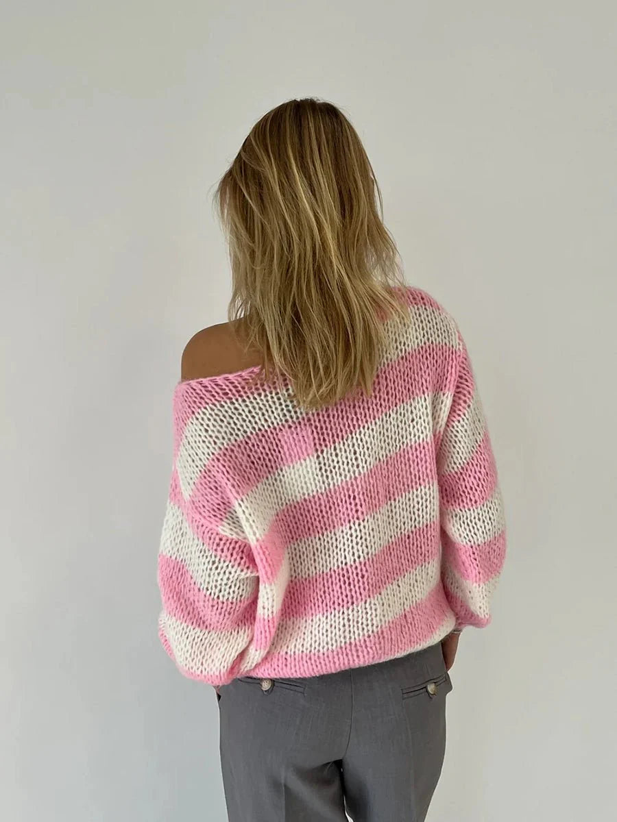 Jaida Loose Striped Pullover Sweater for Cozy Fashion