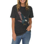 Stared and Stripped Eagle Graphic Design Vintage Crewneck Tee