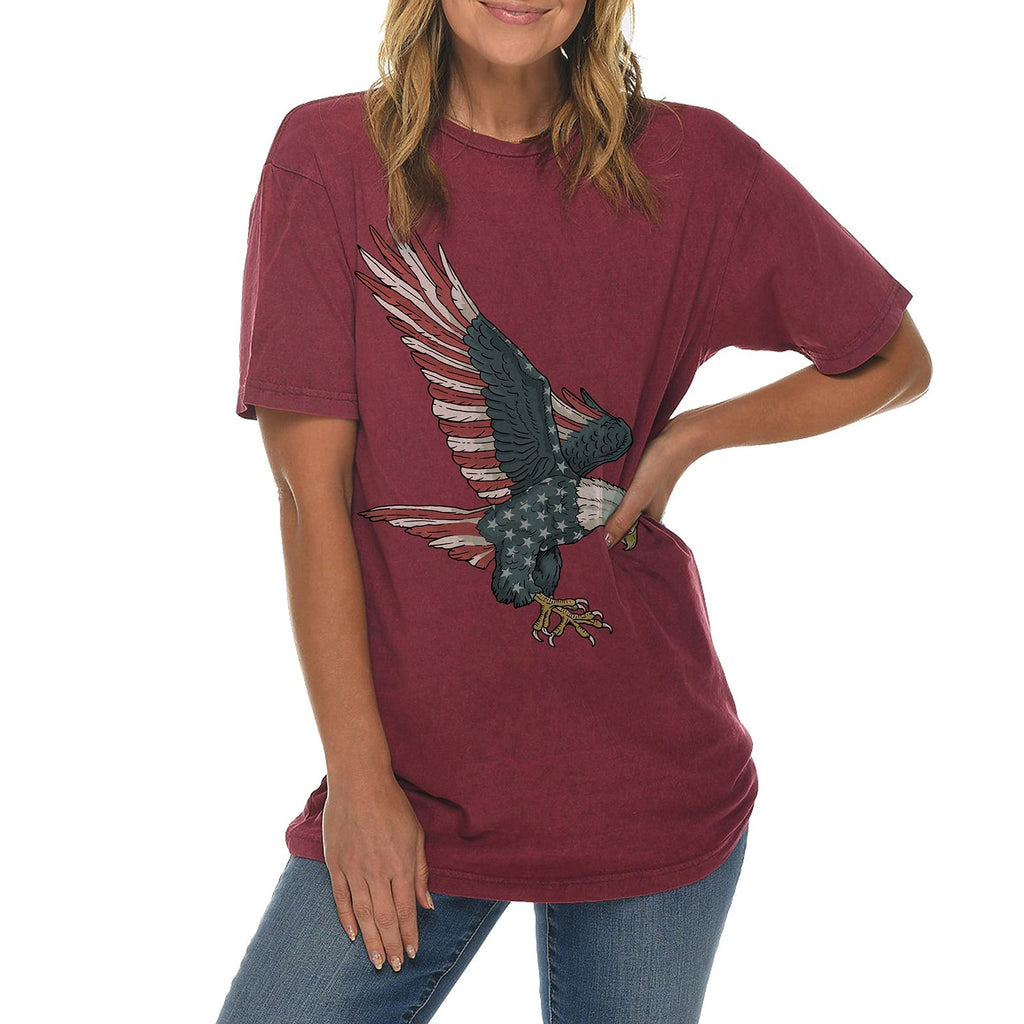 Stared and Stripped Eagle Graphic Design Vintage Crewneck Tee