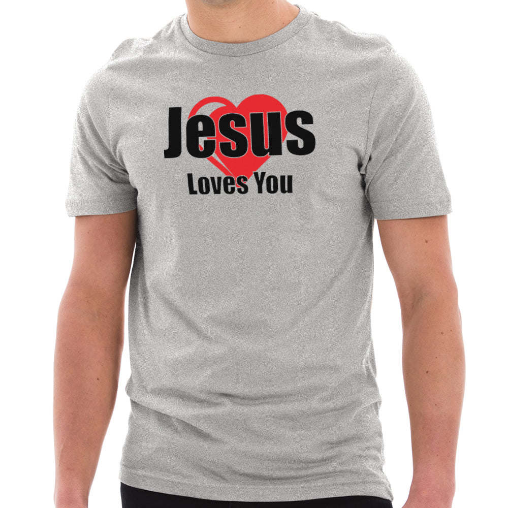 Jesus Loves You Phrase Graphic Design Short Sleeve Jersey T-Shirt