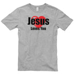 Jesus Loves You Phrase Graphic Design Short Sleeve Jersey T-Shirt