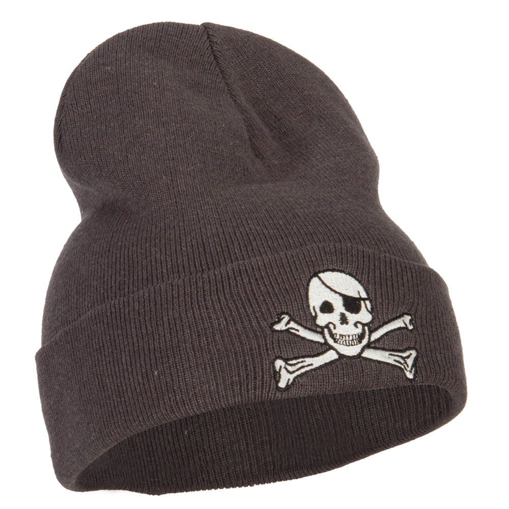 Jolly Roger Skull Embroidered Big Size Long Beanie