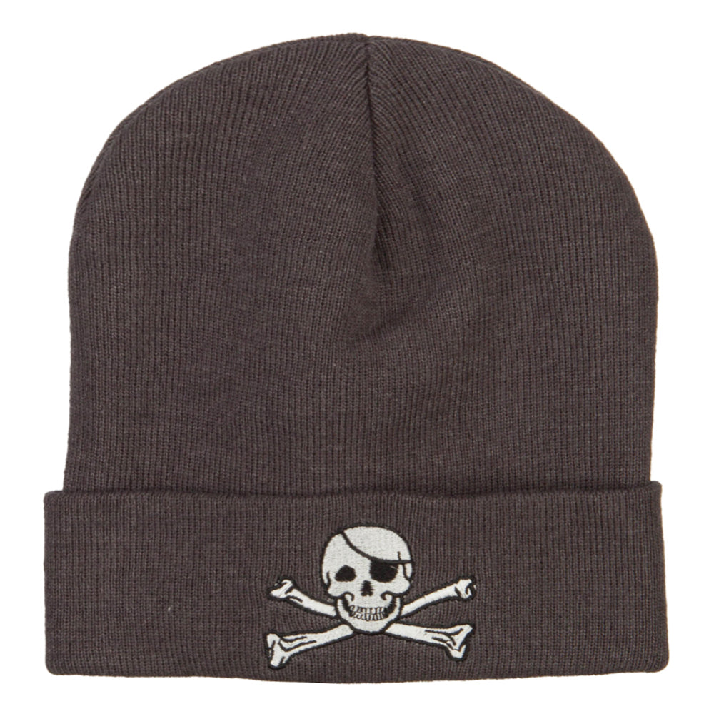 Jolly Roger Skull Embroidered Big Size Long Beanie