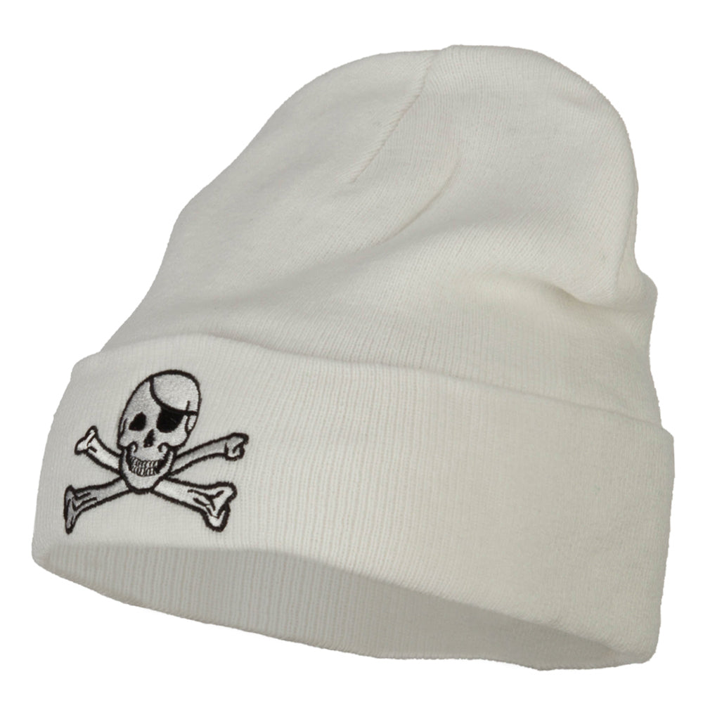 Jolly Roger Skull Embroidered Big Size Long Beanie
