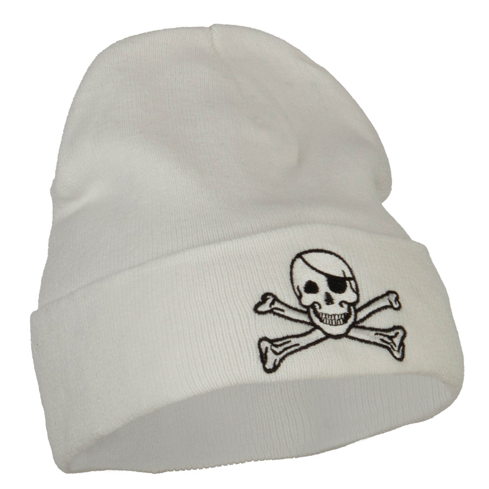 Jolly Roger Skull Embroidered Big Size Long Beanie