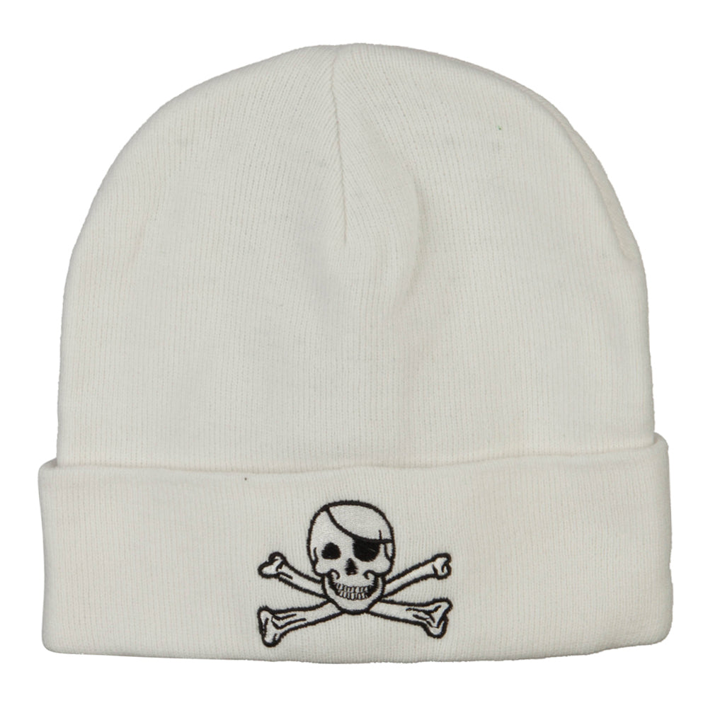 Jolly Roger Skull Embroidered Big Size Long Beanie