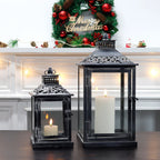 Antique Grey Brush Decorative Lanterns（ Set of 2 ）