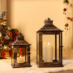 Antique Grey Brush Decorative Lanterns（ Set of 2 ）