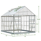 [10X12FT] Large Heavy-Duty Outdoor Walk-In Polycarbonate Aluminum Frame Greenhouse With Adjustable Vents & Sliding Doors (SAK93648)