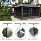 [12X14FT] Alora Veranda Large Heavy-Duty All-Season Steel Top Aluminum Double Roof Backyard Sunroom (SAK97284)