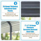 [12X20FT] Alora Premium Modern Heavy-Duty Outdoor Alloy Steel Carport Canopy (SAK91486)