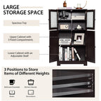 Bathroom Floor Storage Locker Kitchen Cabinet with Doors and Adjustable Shelf