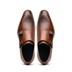 55-103-BRN LEGERRA Hand Burnished Italian Calfskin Monkstrap, Brown