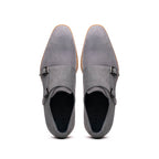 56-105-GRY LEGERRA Sueded Goatskin Monkstrap Grey