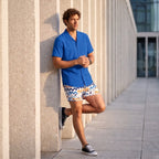 Men’s Premium Compression-Lined Hybrid Shorts – Line Rush-Ocean and Sol
