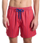 Men’s Premium Compression-Lined Hybrid Shorts – Linear Drift-Blaze and Harbor
