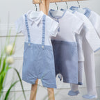 LITTLE STARS | Boys White Quilted Cotton Zipper All-in-One